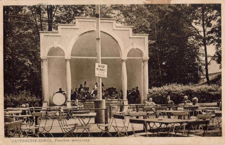 Park Zdrojowy w Jastrzębiu w latach 1918-1936.Orkiestra...