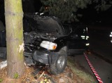Wypadek w Sernikach: Ford uderzył w drzewo (ZDJĘCIA)
