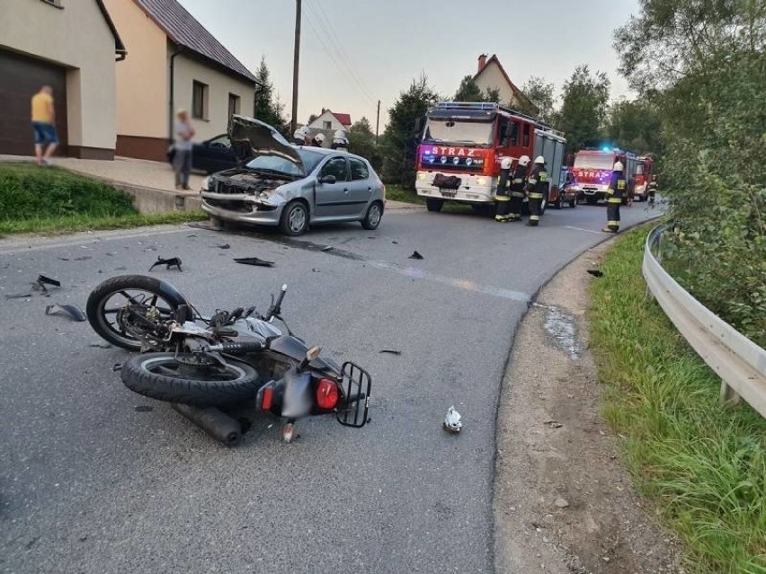 Wypadek Cieniawa. Ranny motocyklista trafił do szpitala