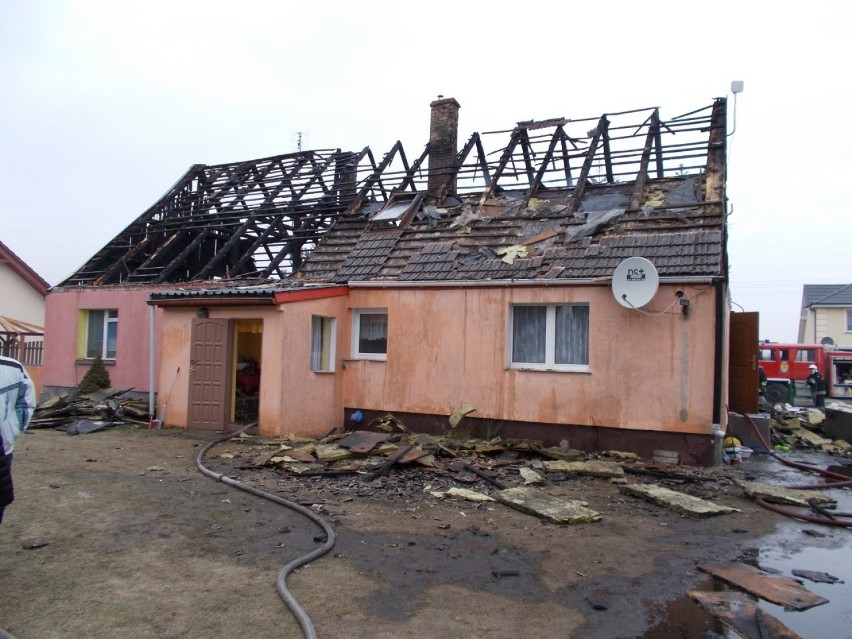 Pożar domu w Reptowie. Dwie rodziny zostały bez dachu nad głową. Strażacy uratowali dwa koty
