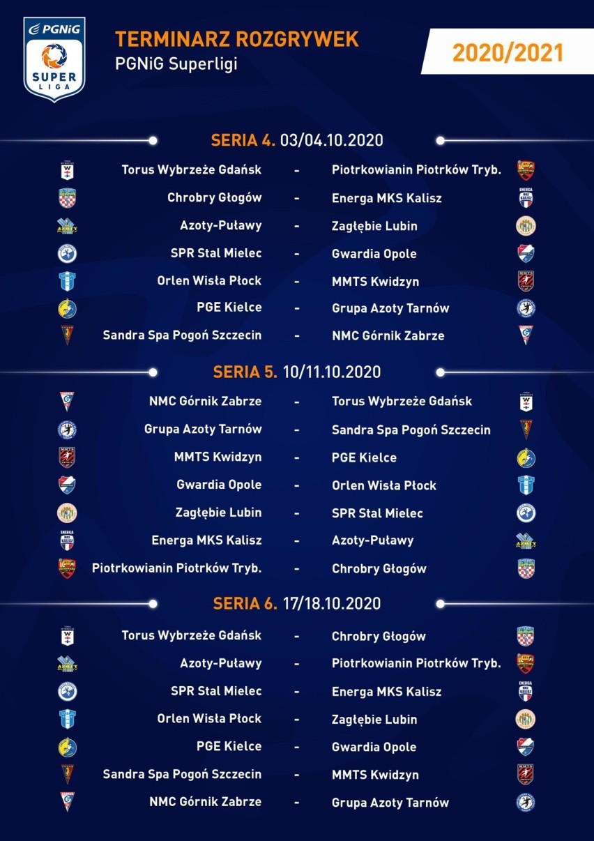 Kwidzyn. Superliga ogłosiła terminarz rozgrywek na sezon 2020/2021. MMTS rozpoczyna od meczu z Chrobrym Głogów