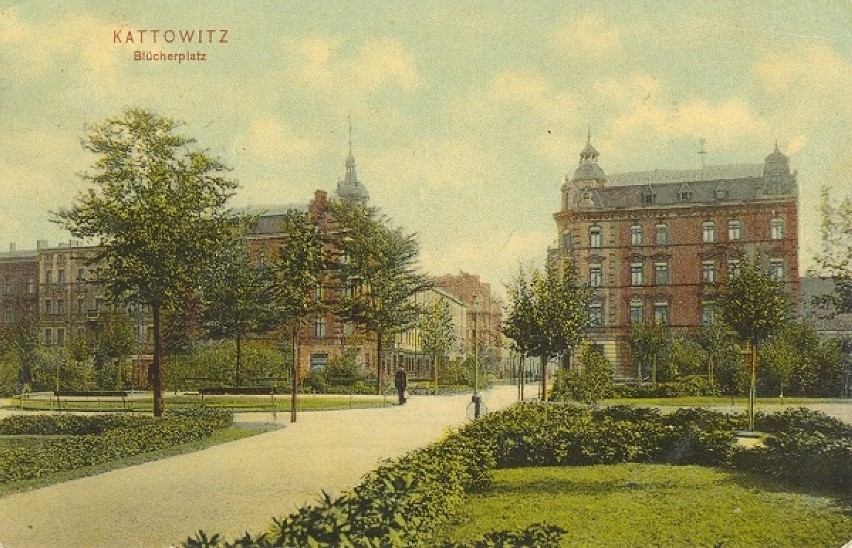 Plac Miarki w Katowicach na starych pocztówkach