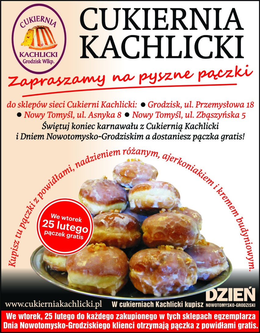 Akcja wciąż trwa. Kup nasz tygodnik w sieci sklepów Cukierni Kachlicki a dostaniesz 2 pączki gratis