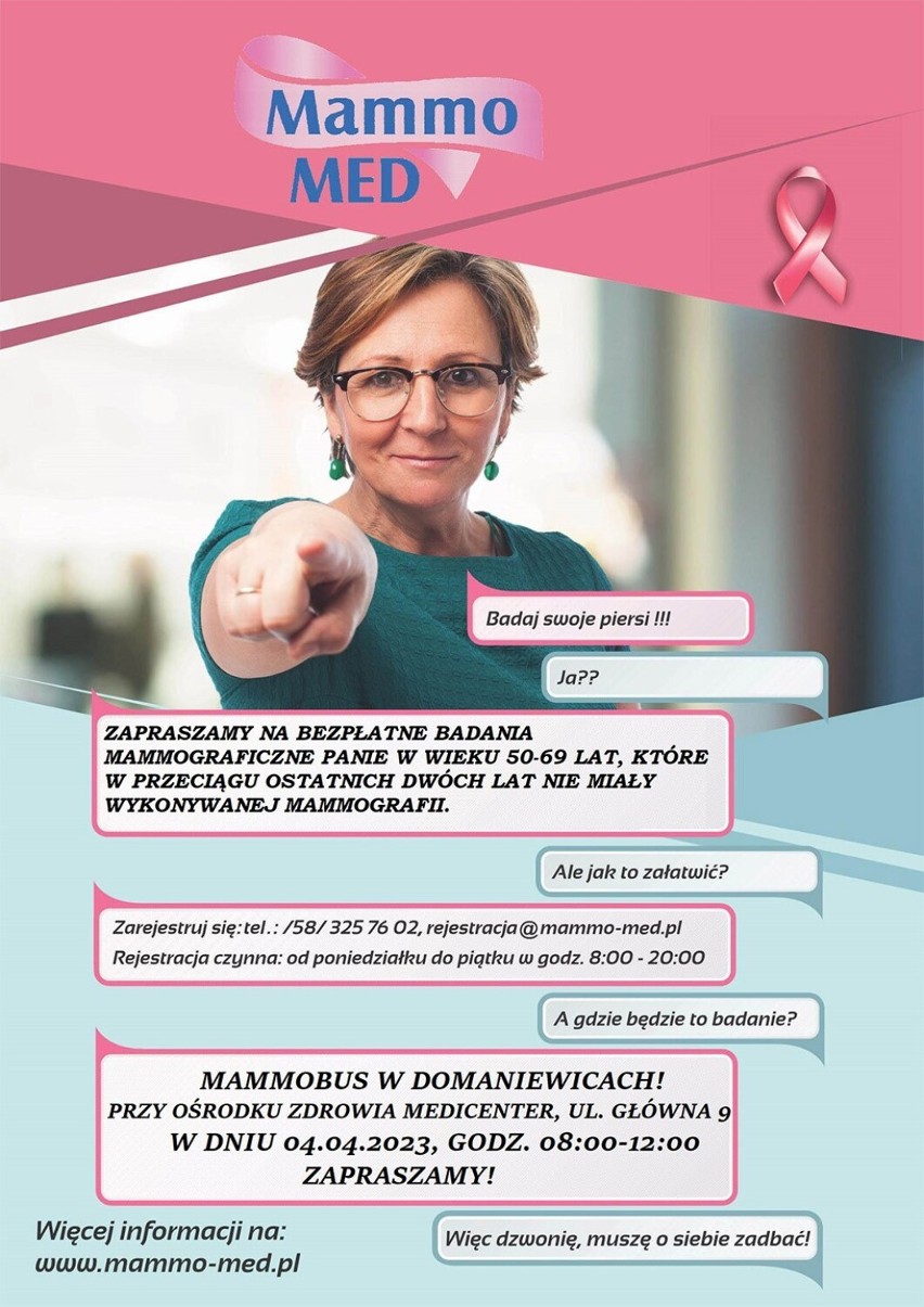 Bezpłatne badania mammograficzne w gminie Domaniewice. Kiedy będzie można się zbadać?