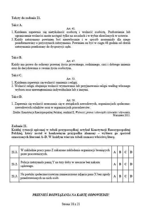 Próbne testy gimnazjalne - Historia i WOS [ARKUSZE, ODPOWIEDZI]