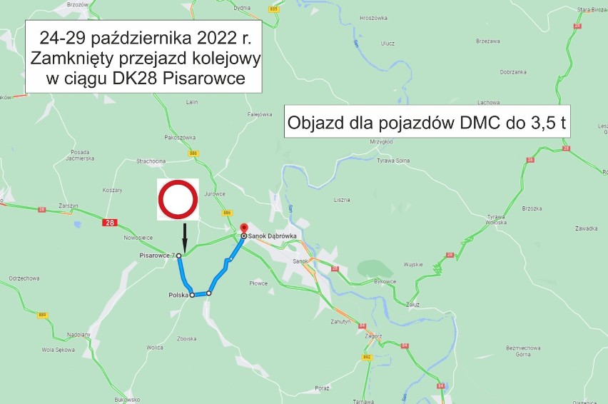 Utrudnienia w ruchu drogowym na terenie gminy Sanok. Zostanie zamknięty przejazd kolejowy w Pisarowcach