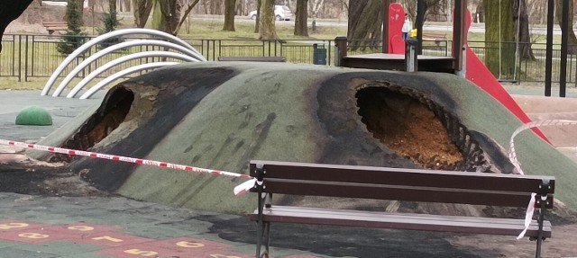 Wodzisław Śląski: wandale podpalili plac zabaw w parku miejskim