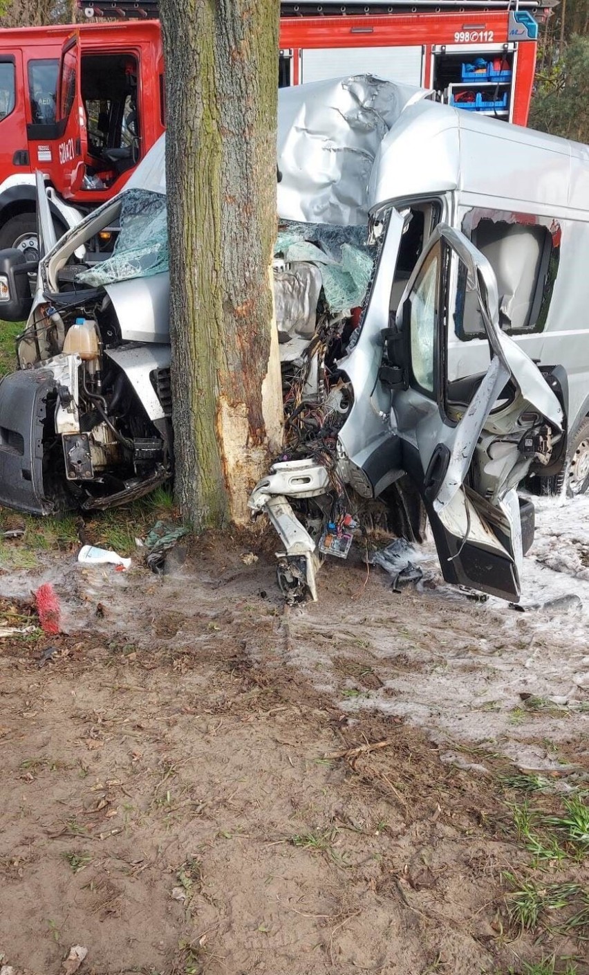 Śmiertelny wypadek w Targówce. Bus uderzył w drzewo. Kierowca nie przeżył, pasażerowie w szpitalu 