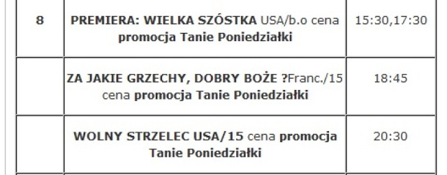 Tanie Poniedziałki Żory 2014: 8 grudnia: zniszczenie miasta, miłość i nocen wypadki