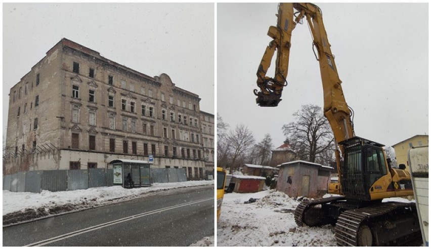 Pilne! Zaczęli wyburzać byłe kino Mieszko w Wałbrzychu! Ten kolos w tydzień zmieni budynek w gruz. Zdjęcia