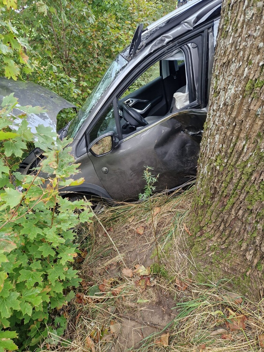 Pojazd uderzył bokiem w drzewo