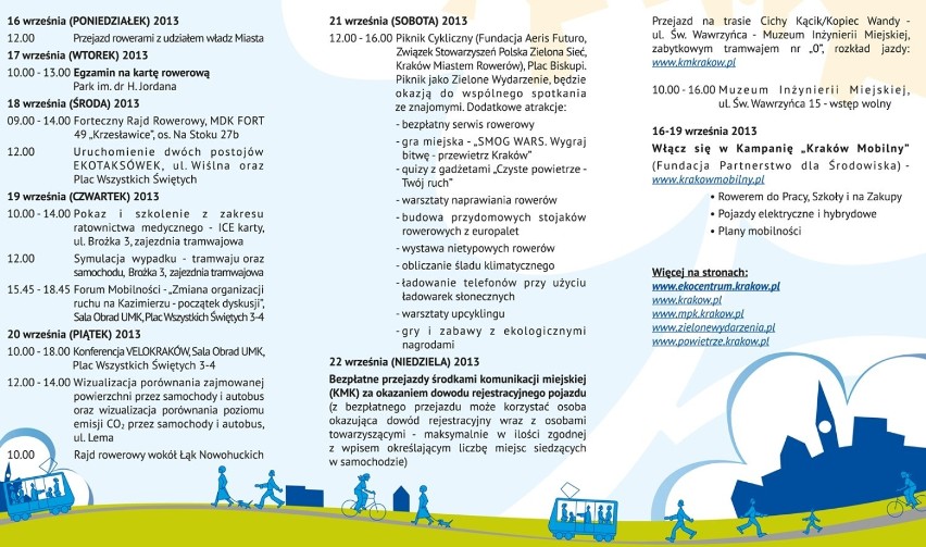 Program Tygodnia Zrównoważonego Transportu 2013 w Krakowie