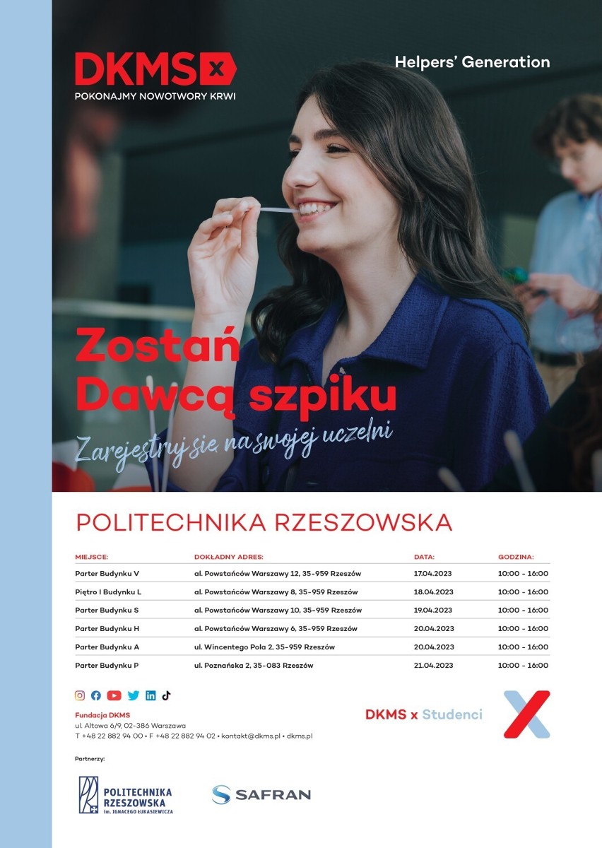 Na Politechnice Rzeszowskiej rozpoczęła się akcja rejestrowania potencjalnych dawców szpiku 