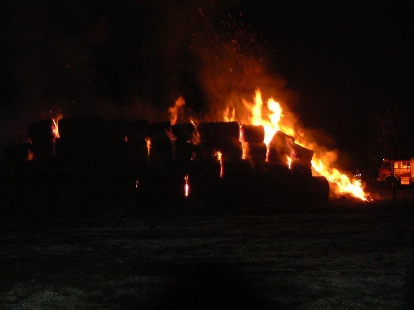 Danków -  Pożar stogu siana