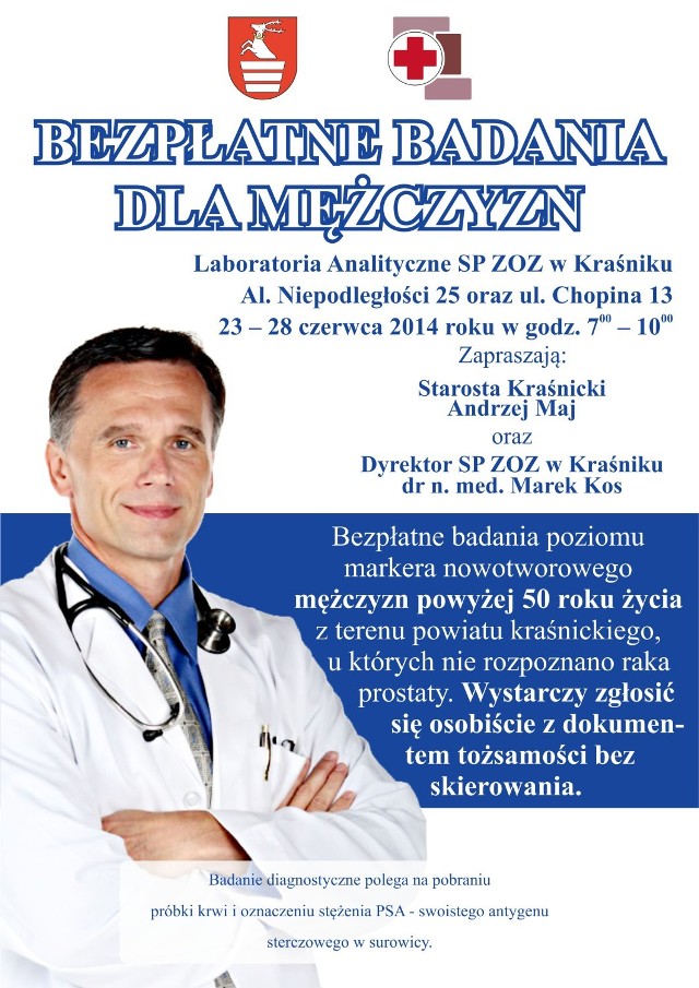 Profilaktyczne badania dla mężczyzn w Kraśniku ruszą w poniedziałek, 23 czerwca.