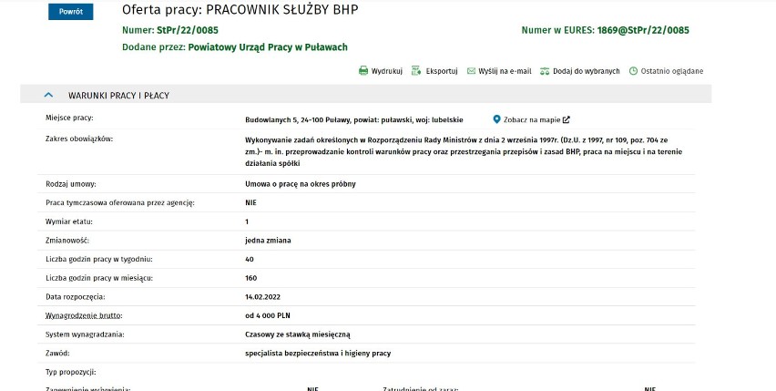 Szczegóły oferty pracy znajdziecie tutaj