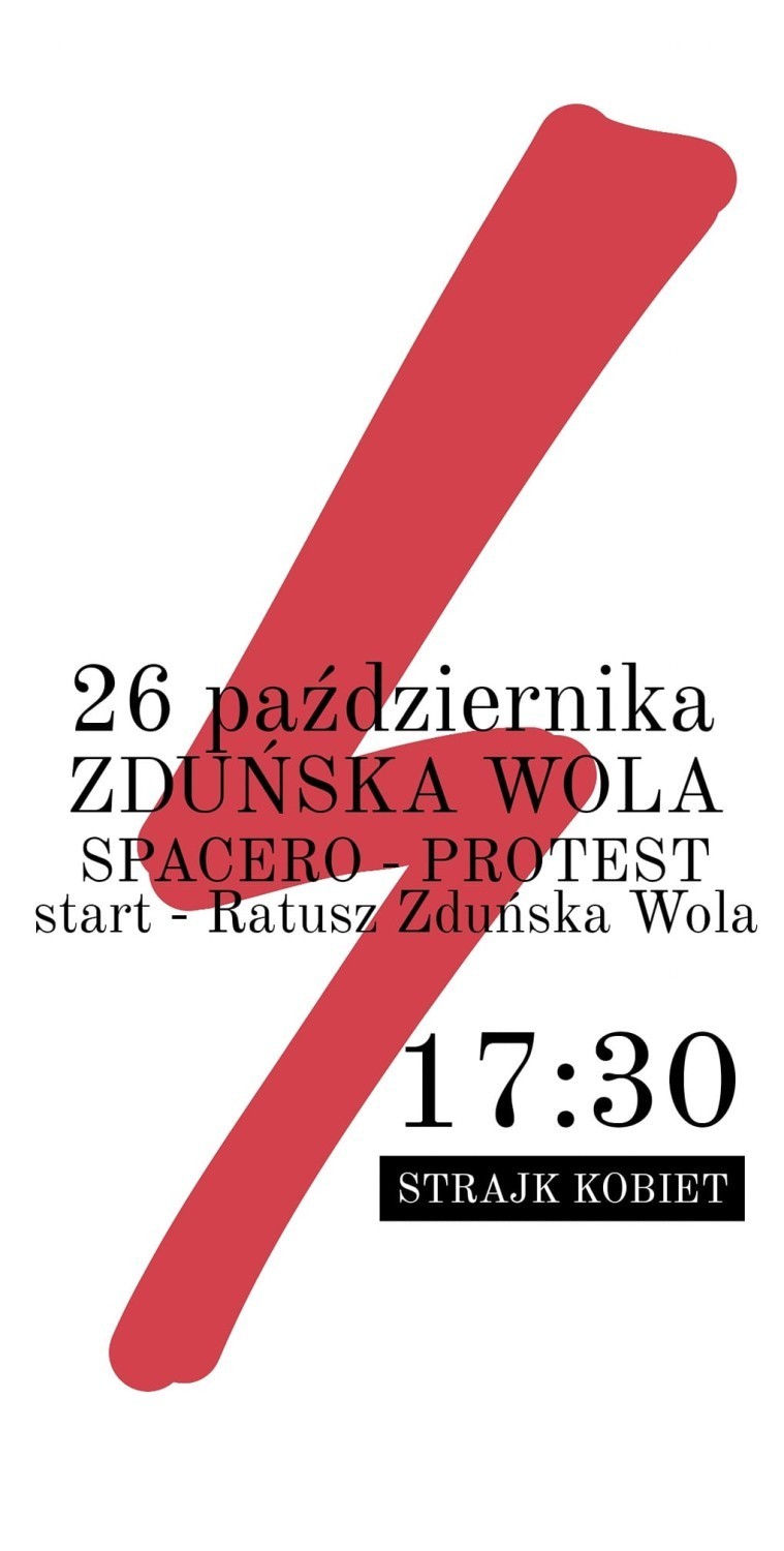 Protest kobiet w Zduńskiej Woli. W poniedziałek spacer pod...