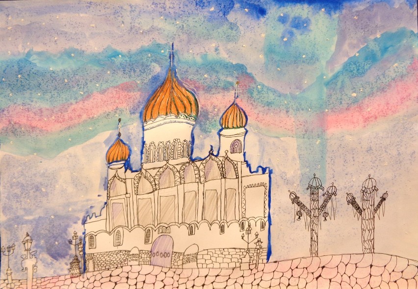 Uczniowie rysowali, malowali i wyklejali zabytki architektury rosyjskiej