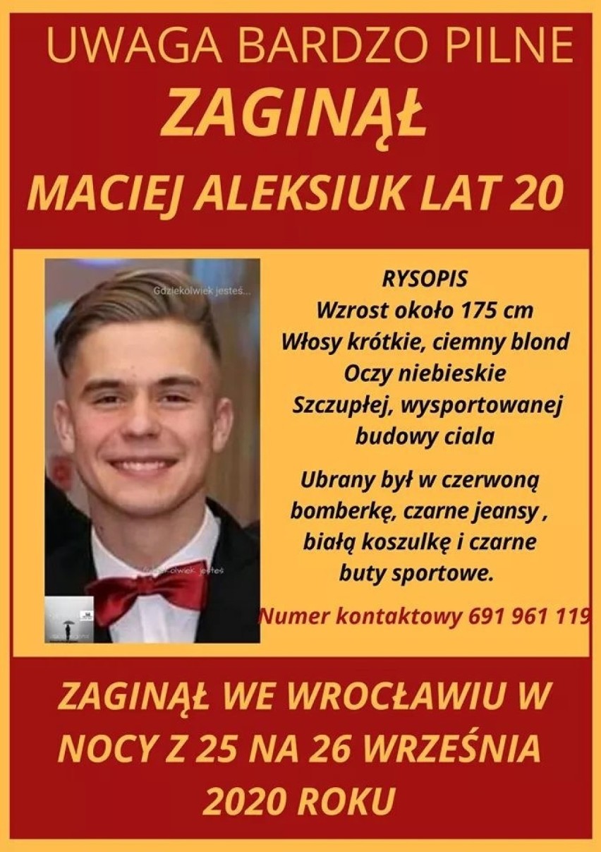Zaginął Maciej Aleksiuk z Roztoki koło Świdnicy. Ostatni raz...