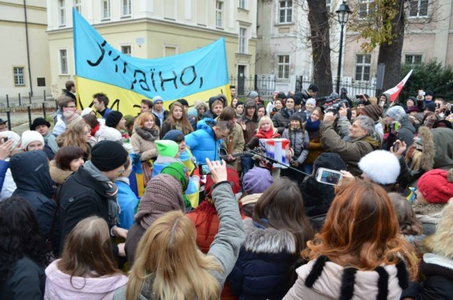 Tak wyglądał wiec solidarności "Euromajdan" we Wrocławiu