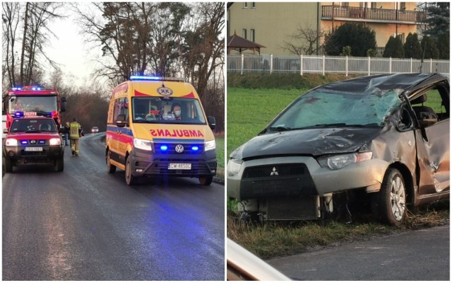 Dachowanie mitsubishi w powiecie radziejowskim. Pomógł policjant z Włocławka