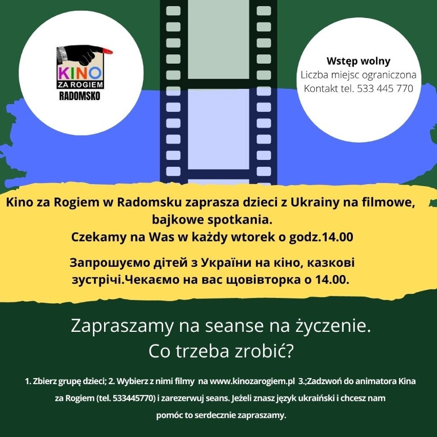 Kino za Rogiem w Radomsku zaprasza na seanse dla dzieci z Ukrainy