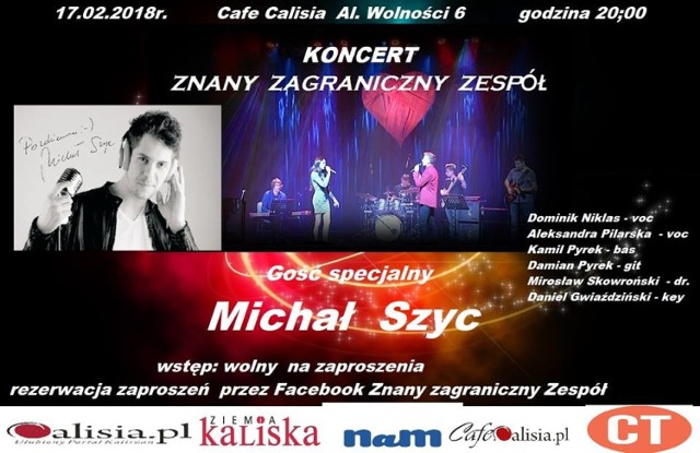 Znany Zagraniczny Zespół i Michał Szyc wystąpią w Cafe Calisia
