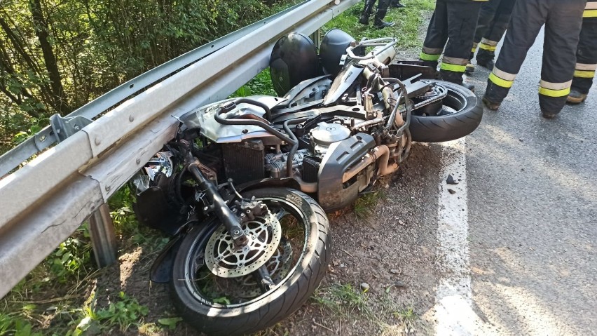 Wypadek motocykla na DK 16 w Kłódce pod Grudziądzem [zdjęcia]