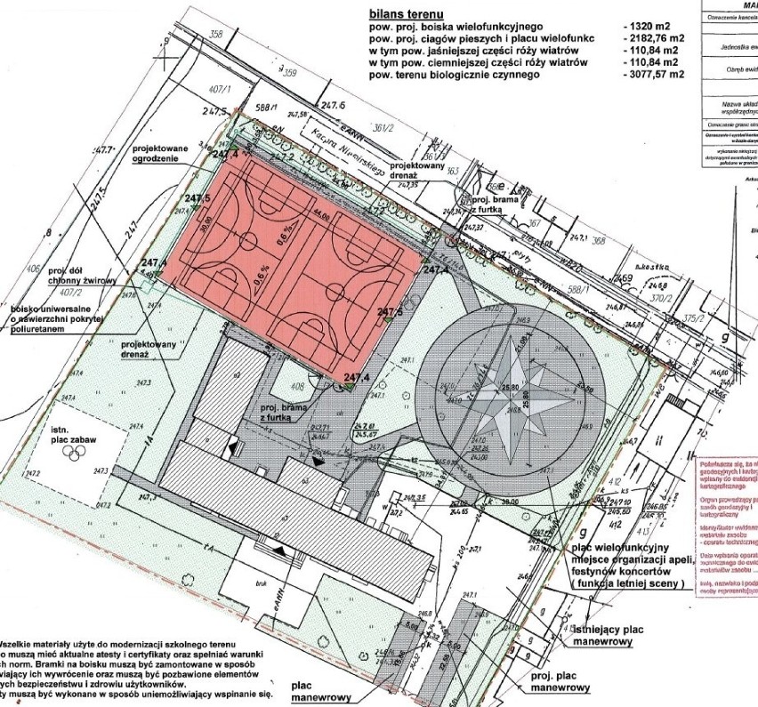 Projekt budowy boisk przy SP numer 2 w Jędrzejowie.