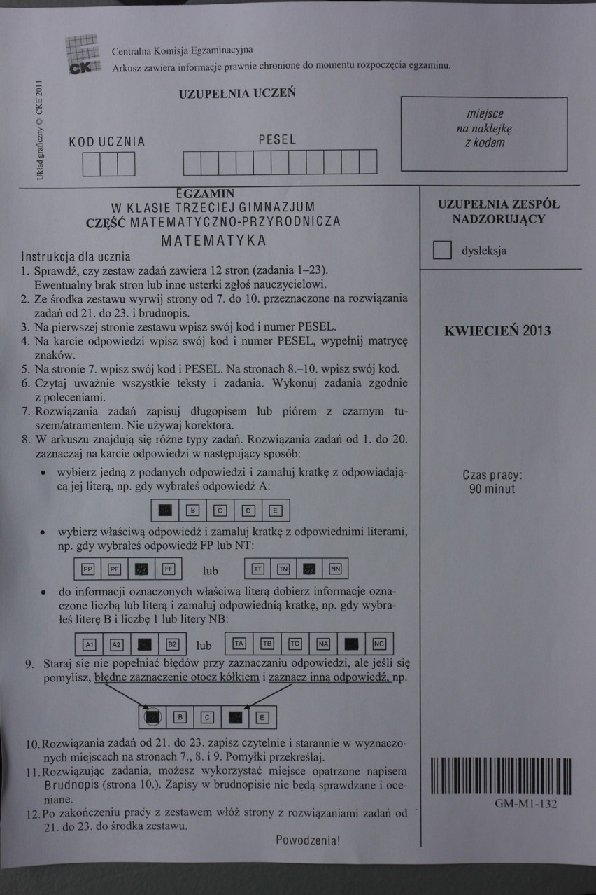 Egzamin gimnazjalny 2013: matematyka [ODPOWIEDZI DO TESTU!]. Sprawdź swoje wyniki!