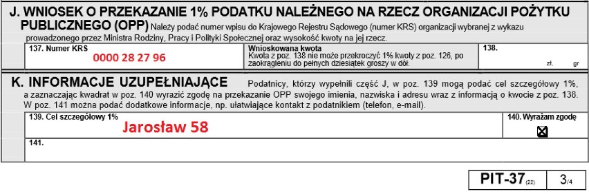 Komu przekazać 1 procent podatku: Pomoc dla Jarosława...