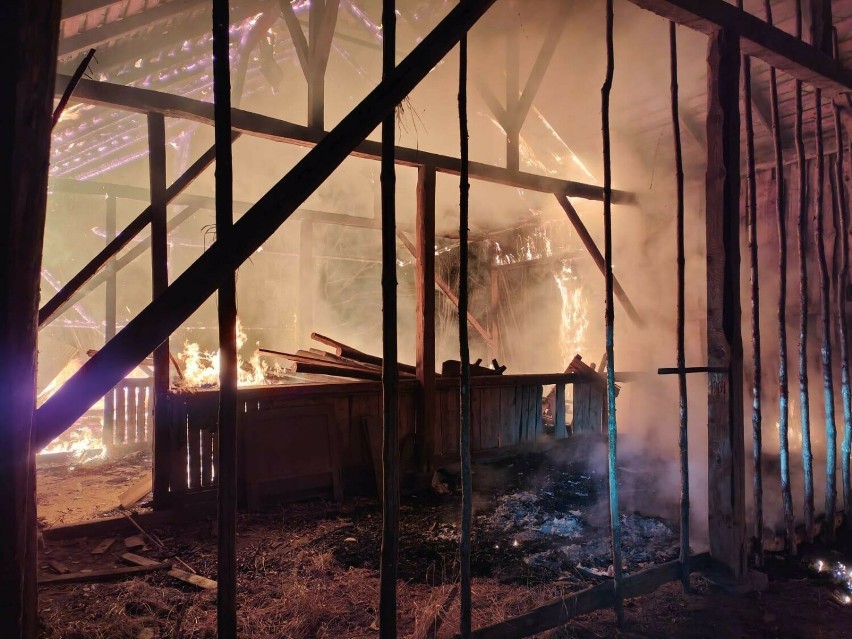 Strażacy gasili pożar stodoły w Szczepocicach Rządowych w...
