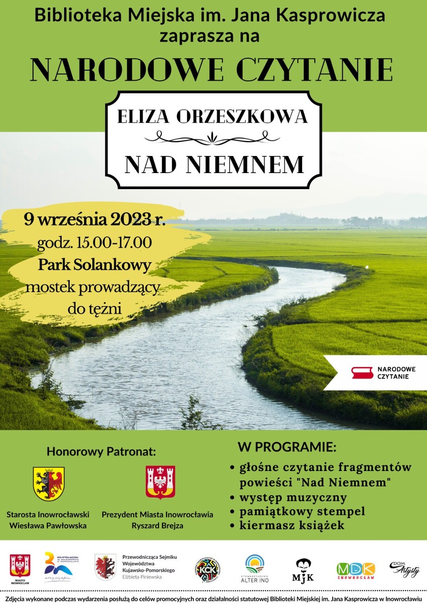 Plakat zapowiadający akcję Narodowe Czytanie w Inowrocławiu