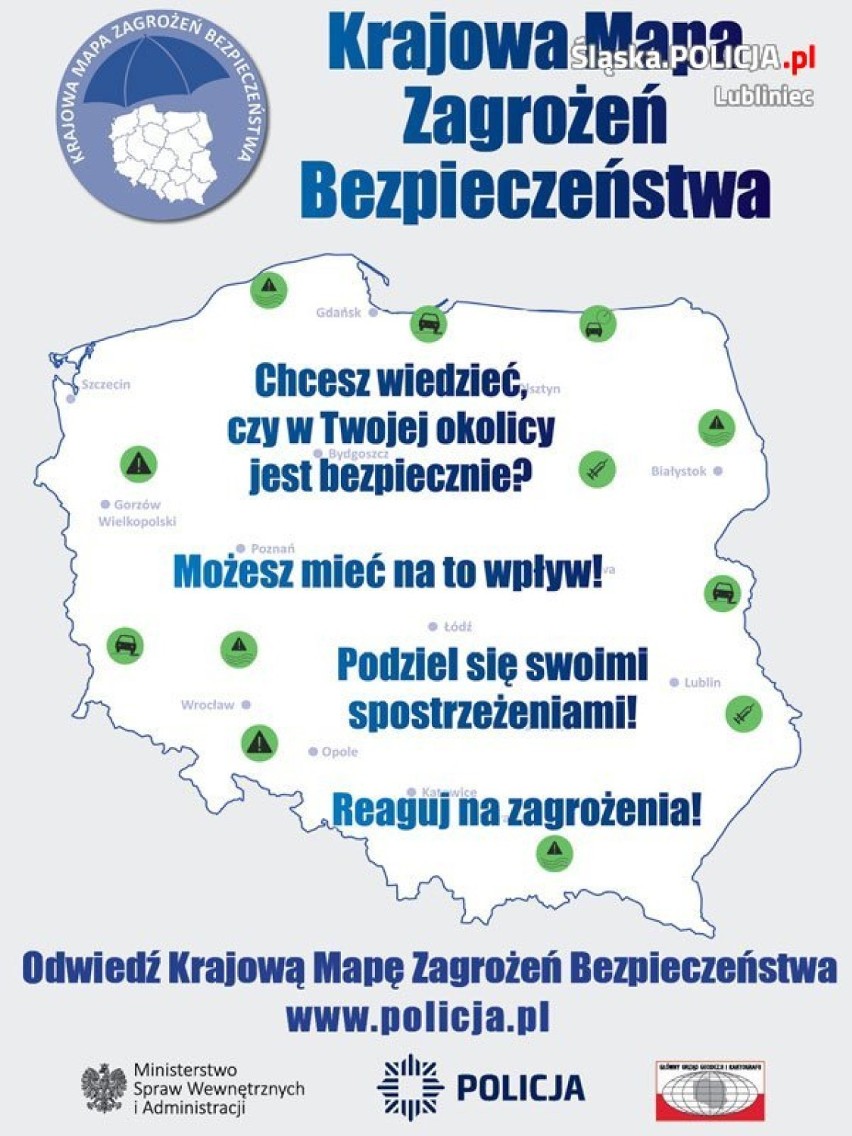 Krajowa Mapa Zagrożeń Bezpieczeństwa w powiecie lublinieckim. W listopadzie 70 zgłoszeń, ponad 1700 od początku funkcjonowania ZDJĘCIA