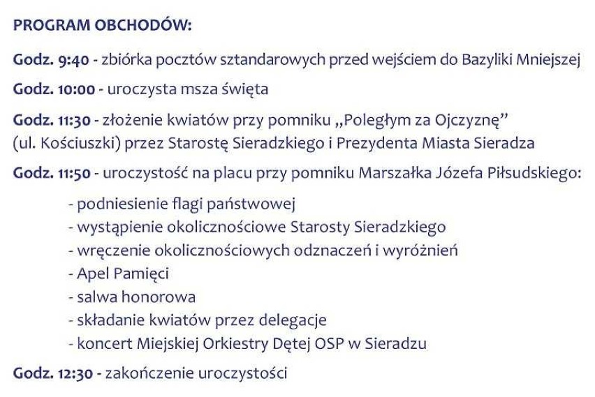 Bogate obchody 100. rocznicy niepodległości w Sieradzu. W sobotę-niedzielę 10-11 listopada odbędą się cztery różnorodne wydarzenia