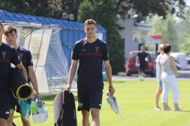 Sebastian Walukiewicz już w stroju Pogoni Szczecin we Wronkach.