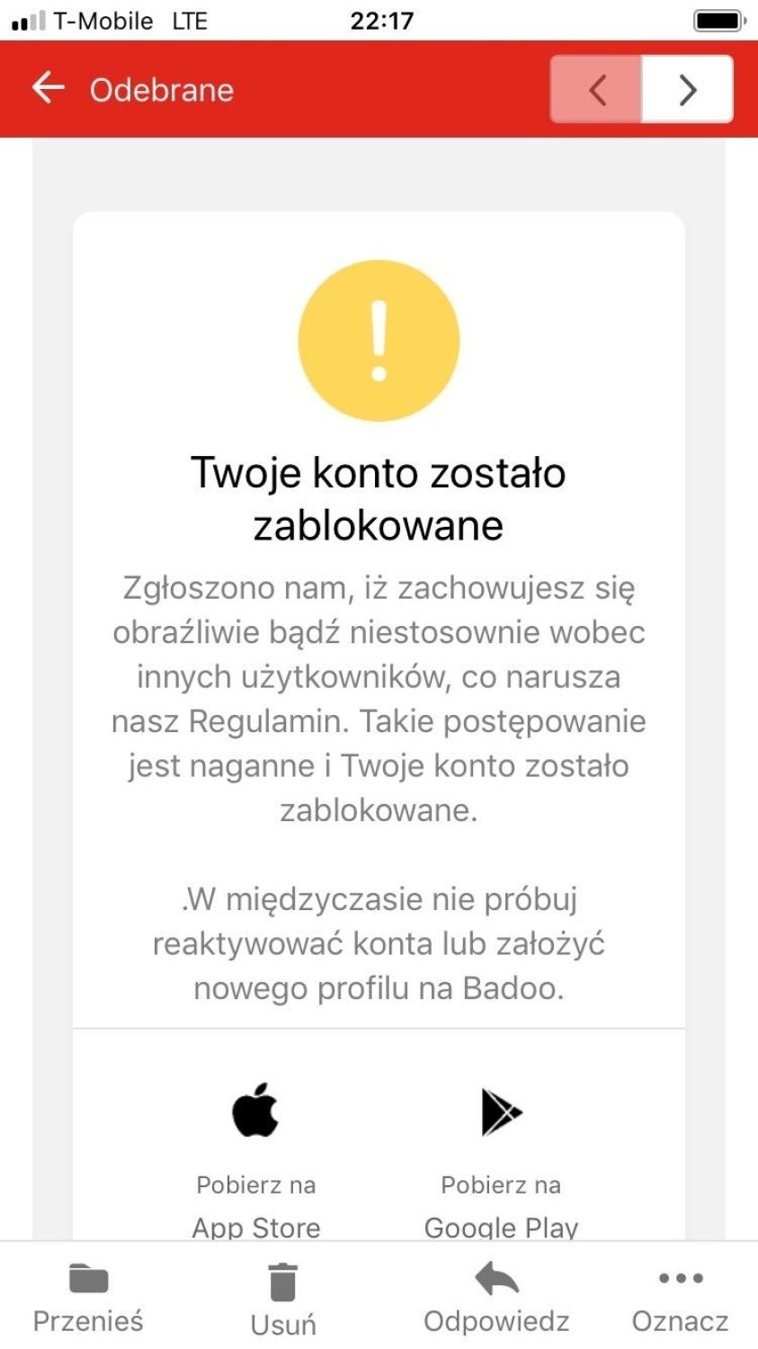 Portal randkowy Badoo najpierw zablokował konto, gdy...