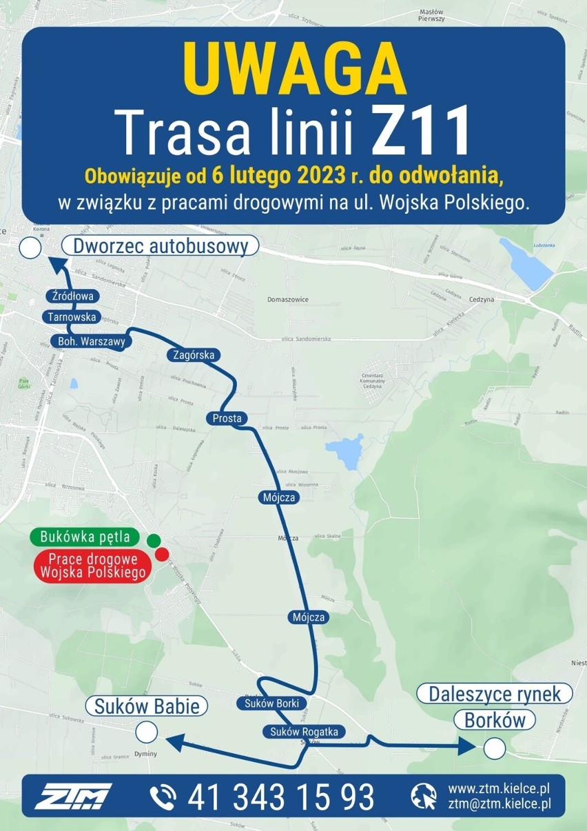Dzisiaj autobusy w Kielcach zmienią trasy. Zamknięto ulicę Wojska Polskiego