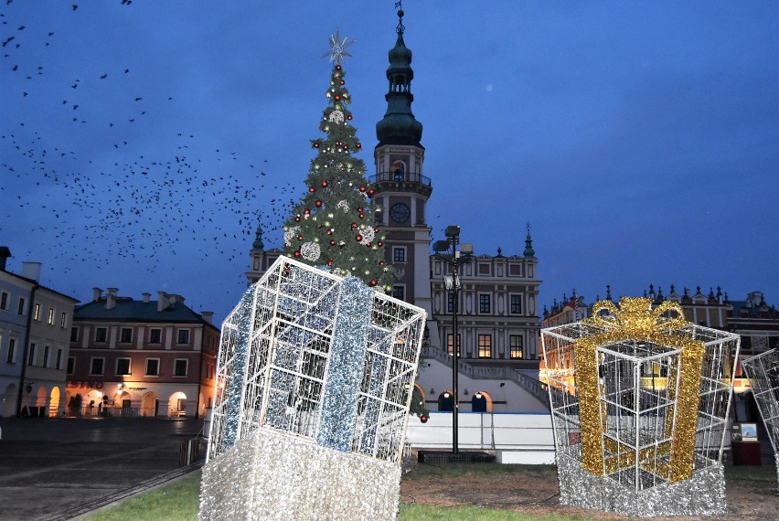 Boże Narodzenie 2020: instalacje świetlne na Rynku Wielkim w Zamościu