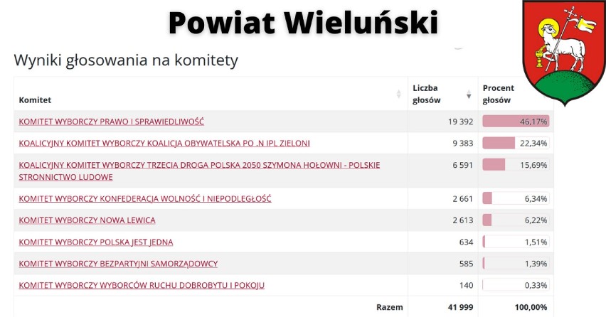 Wybory do Sejmu 2023 - znamy wyniki w powiecie wieluńskim. 19 tys. głosów na PiS, w tym 14 tys. na Pawła Rychlika