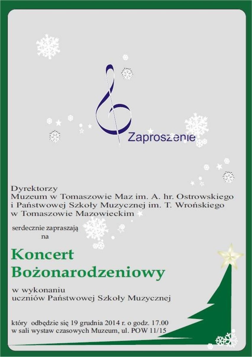 Świąteczne widowiska, koncerty i spotkania w Tomaszowie i Opocznie [PLAKATY