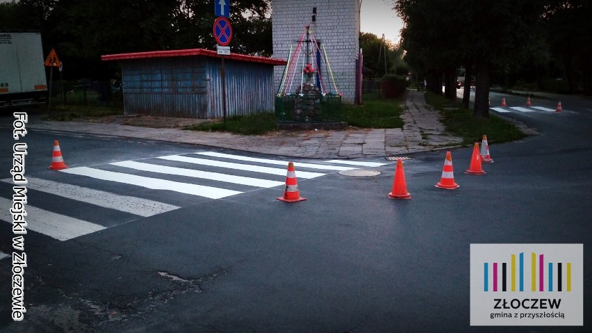 Odświeżone oznakowanie poziome na powiatowych drogach w Złoczewie ZDJĘCIA