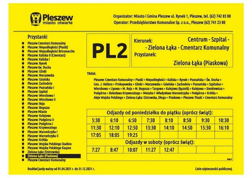 Pleszew. Sprawdź rozkład jazdy nowych pleszewskich autobusów linii PL1 i PL2