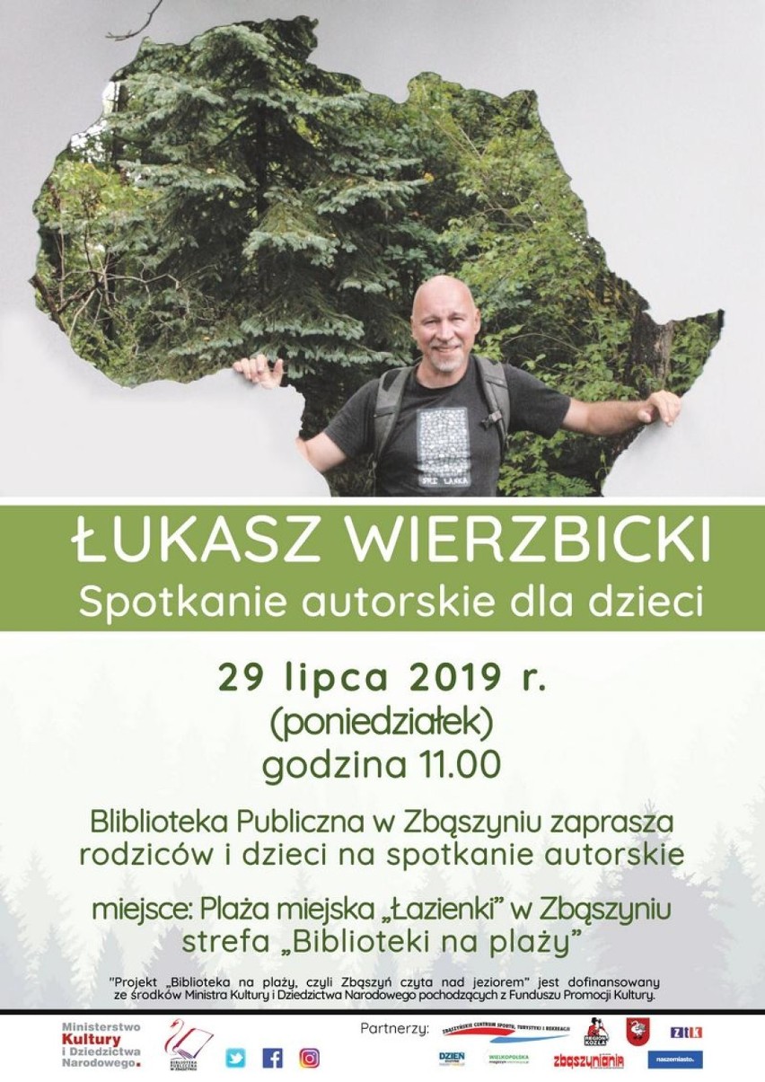 Spotkania autorskie z Łukaszem Wierzbickim - 29 lipca na plaży miejskiej "Łazienki" w Zbąszyniu