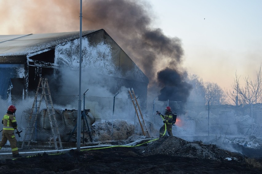 Niebezpieczny pożar w Szczecinku. Pali się magazyn z pobliżu stacji paliw [zdjęcia]