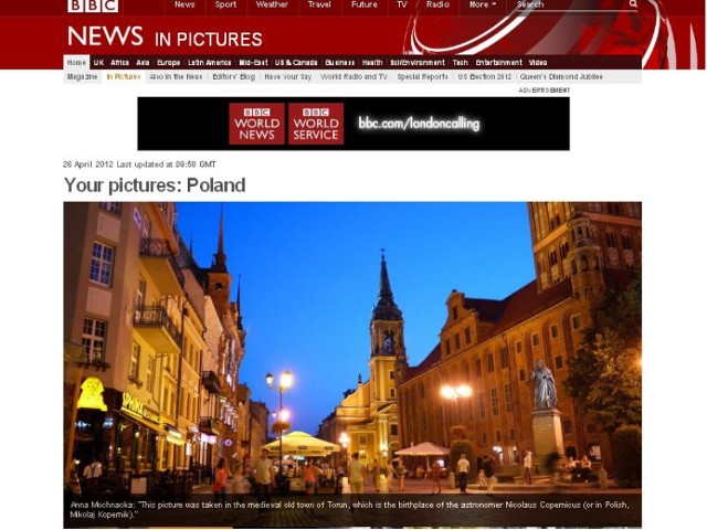 Screen ze strony serwisu BBC. Widoczne zdjęcie zamieszczone w serwisie przez Annę Mochnacką.