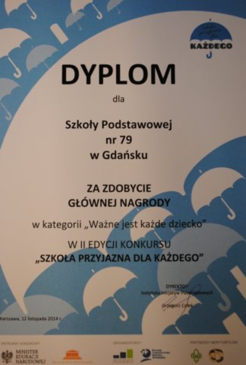 Gala podsumowująca konkurs, w którym SP nr 79 w Gdańsku...