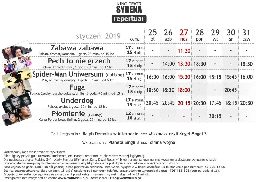 Repertuar kina Syrena w Wieluniu od 25 do 31 stycznia [ZWIASTUNY]