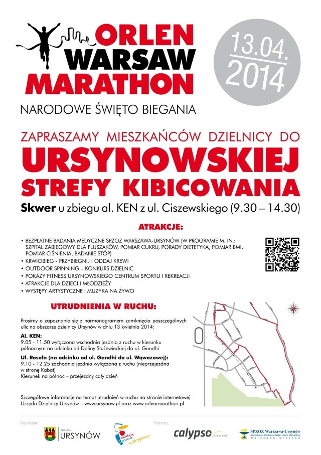 Orlen Warsaw Marathon 2014. Jesteś artystą? Dopinguj maratończyków na Ursynowie!