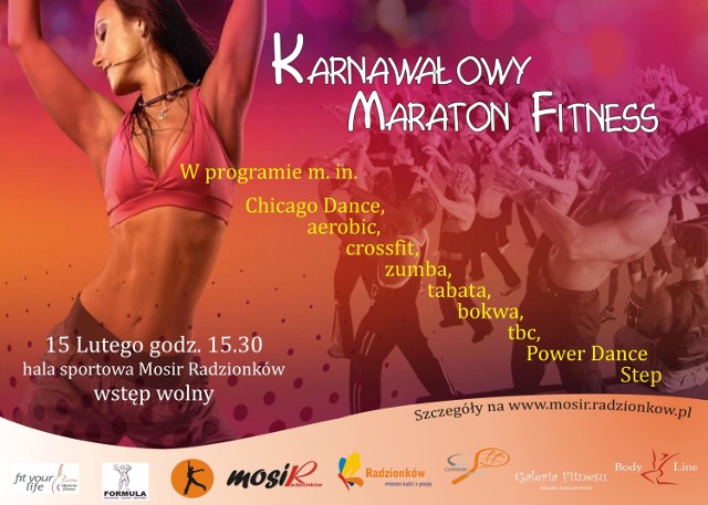 Plakat Karnawałowego Maratonu Fitness 2014 w Radzionkowie